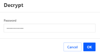 The Decrypt window displays with a sample password in the Password field